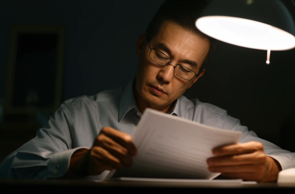 보험 계약서와 펜을 들고 있는 손