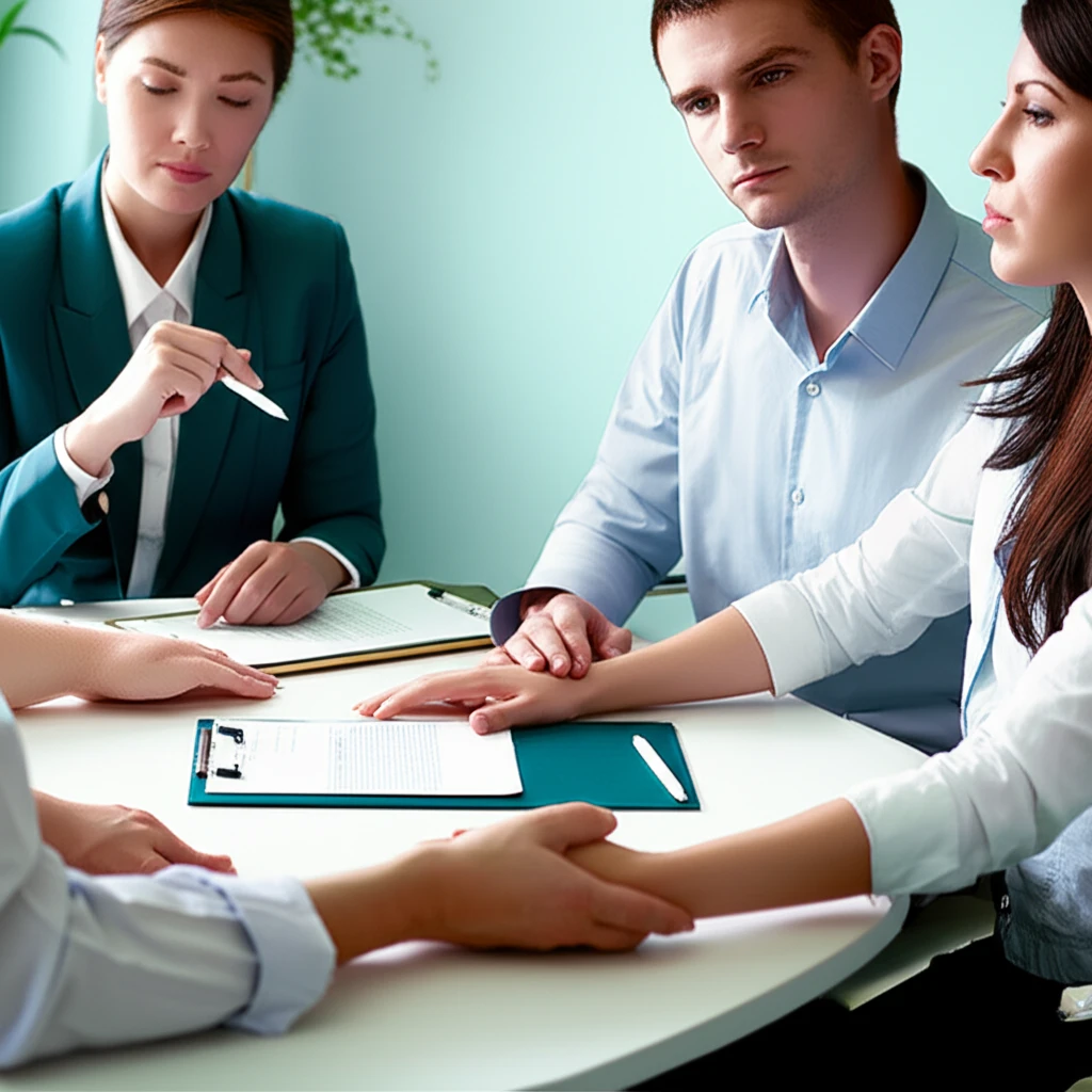 전문가와 가족이 함께 논의하는 이미지