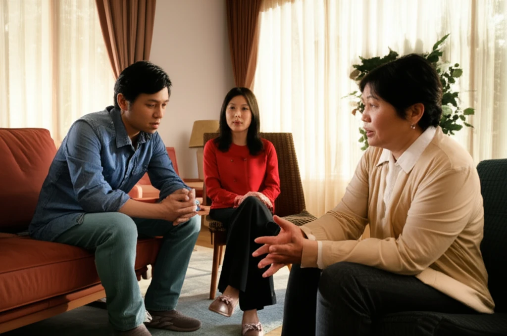 가족과 함께 소통하는 이미지