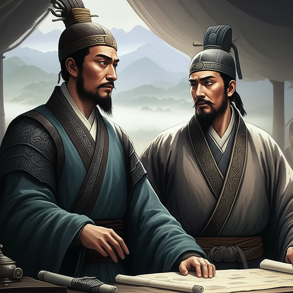 군사 지략을 논하는 유비와 제갈량